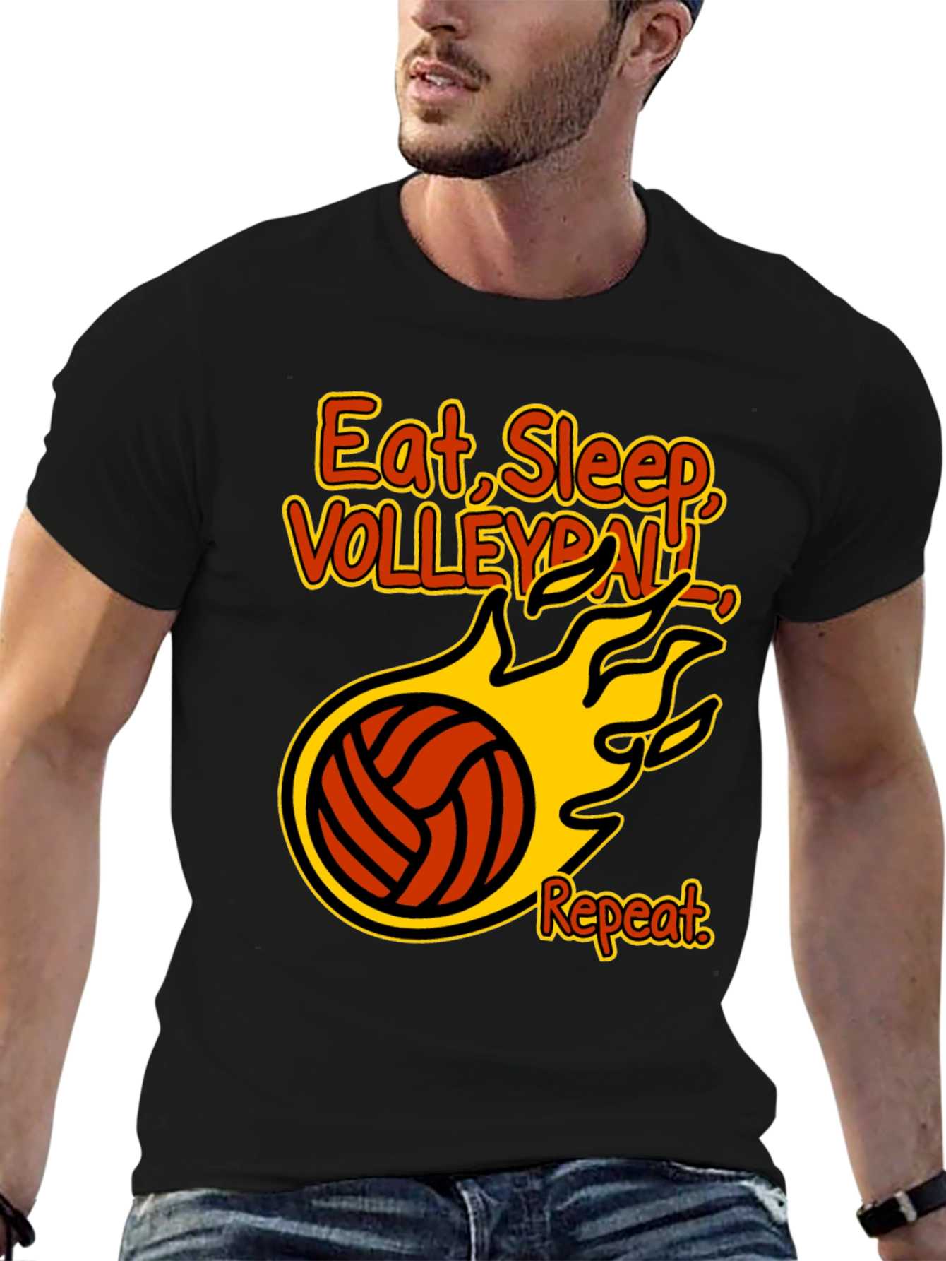 Eat Sleep Volleyball Repeat Graphic Tee
