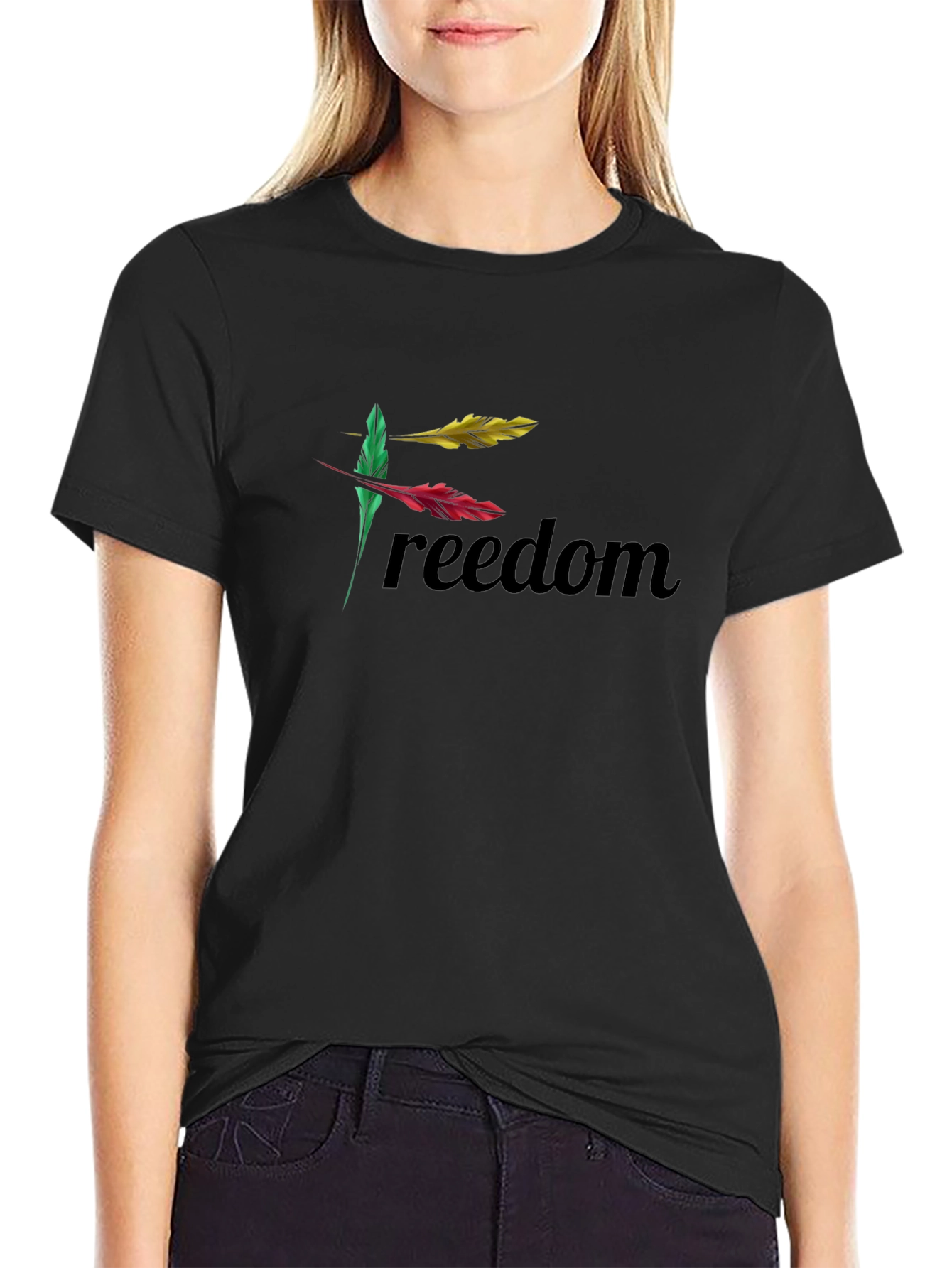 Freedom Feather Graphic Tee - Black