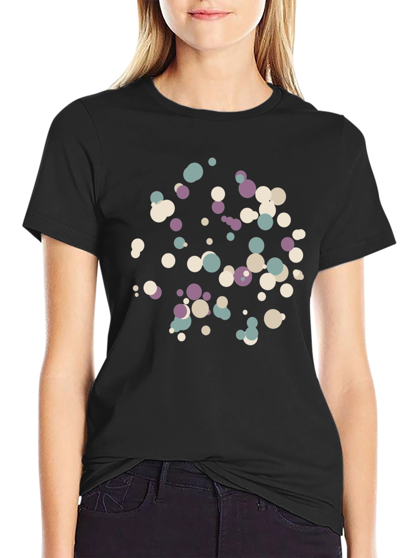 Abstract Dot Pattern Black T-Shirt