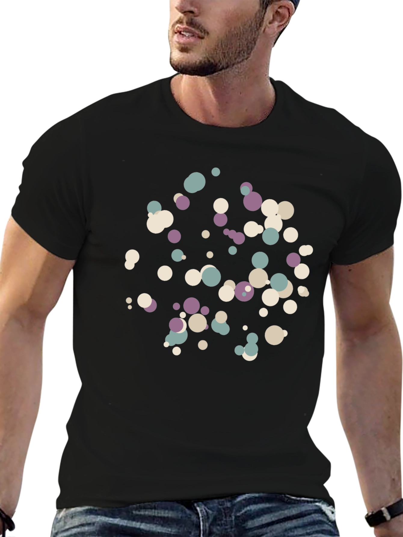 Abstract Dot Pattern Black T-Shirt