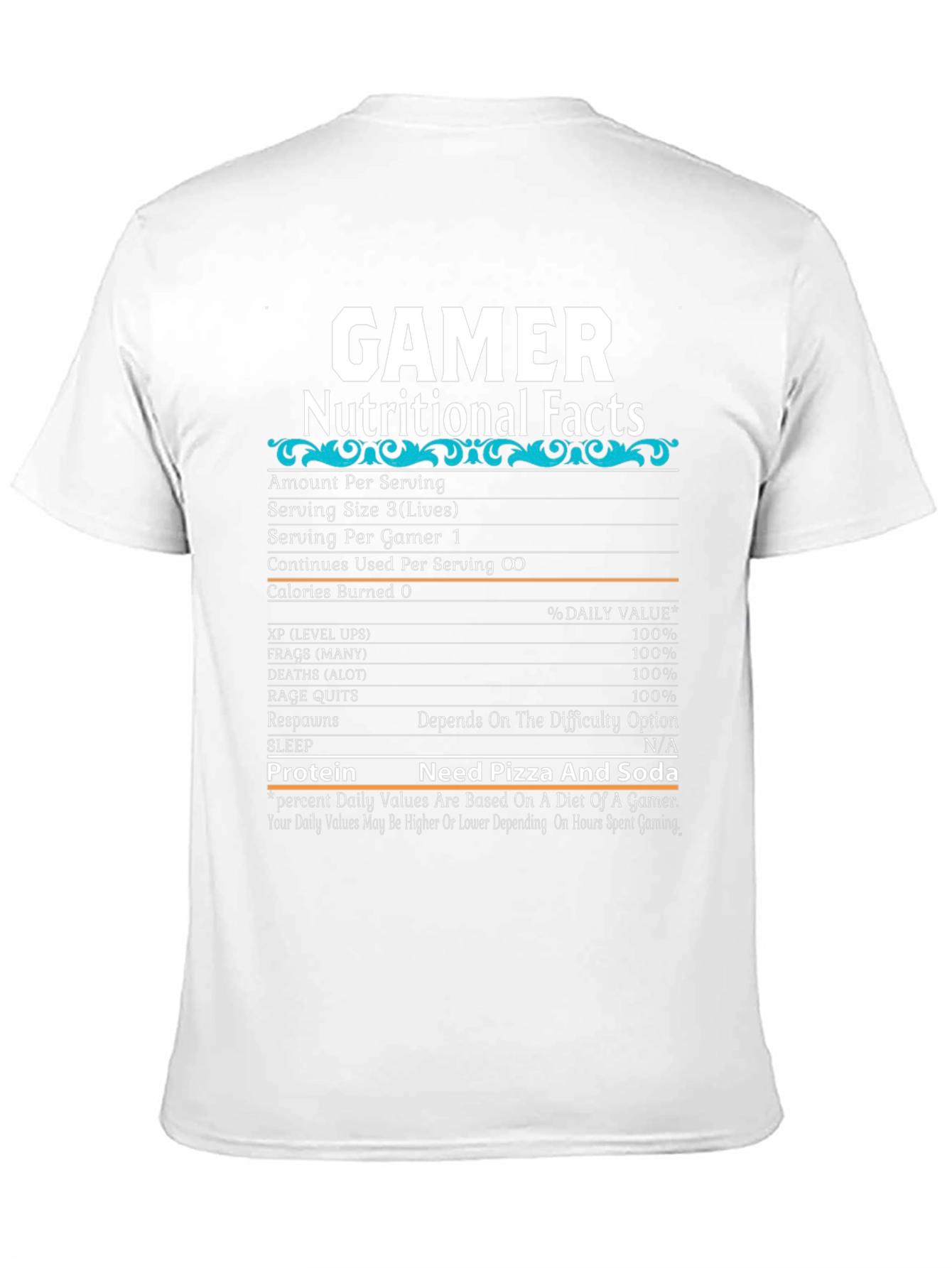 Gamer Nutritional Facts T-Shirt - Funny Gaming Tee