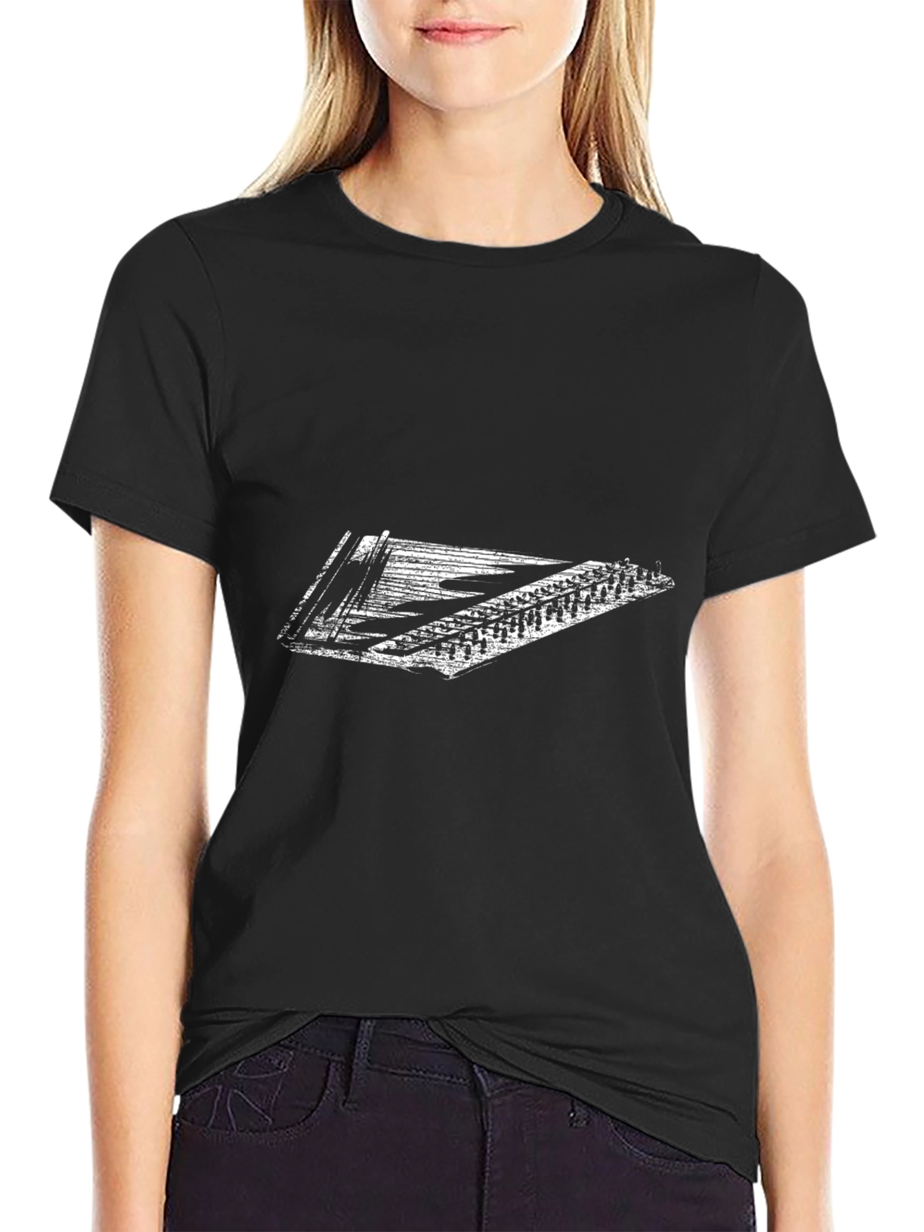 Black T-Shirt with Dulcimer Graphic