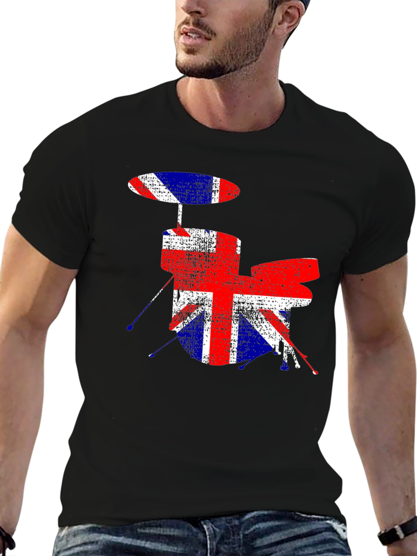 British Flag Drum Set Graphic T-Shirt