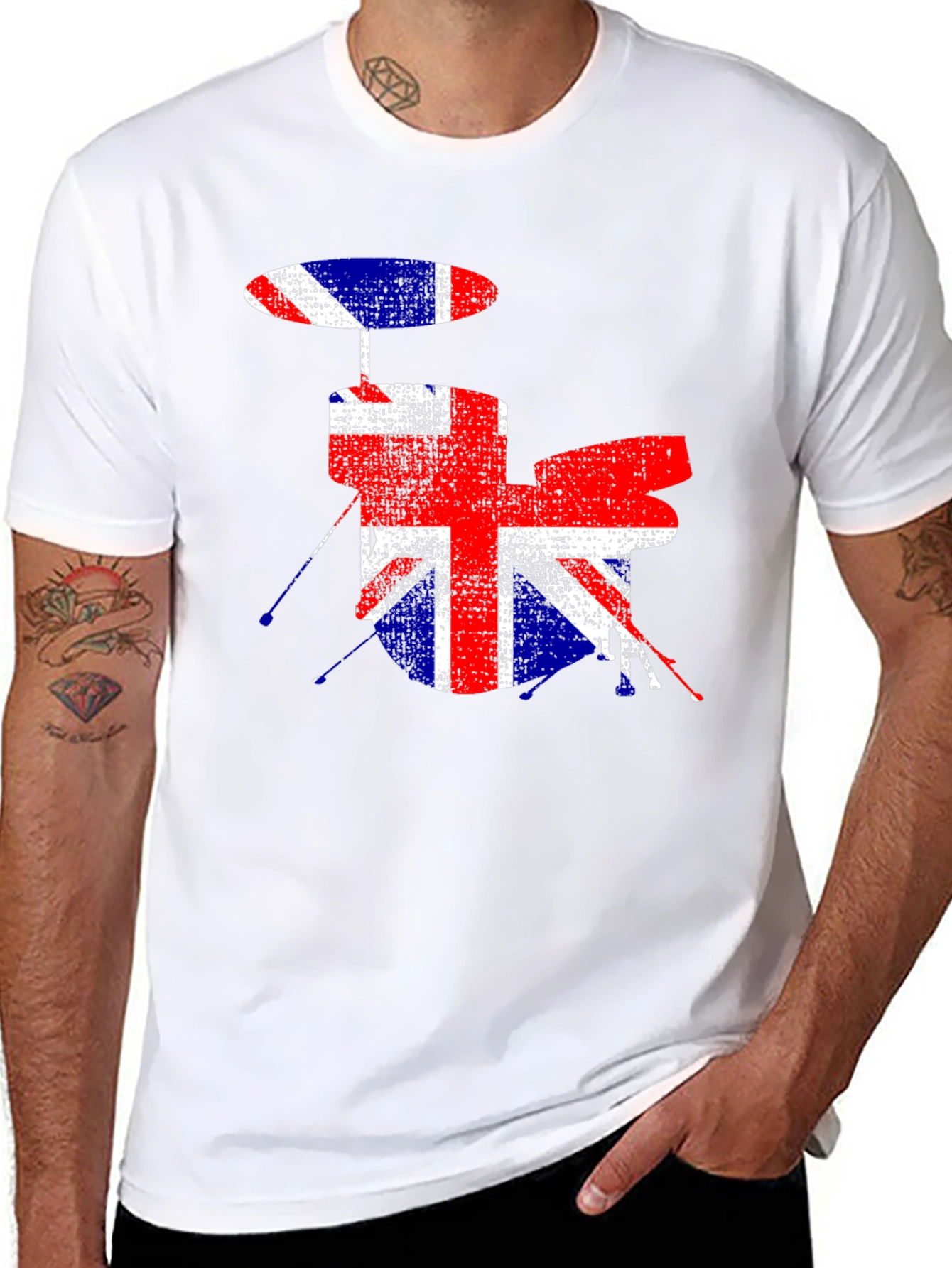 British Flag Drum Set Graphic T-Shirt