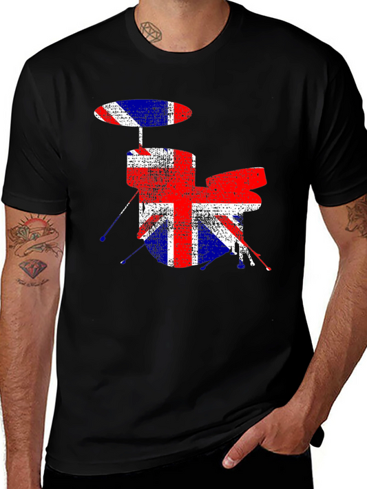 British Flag Drum Set Graphic T-Shirt