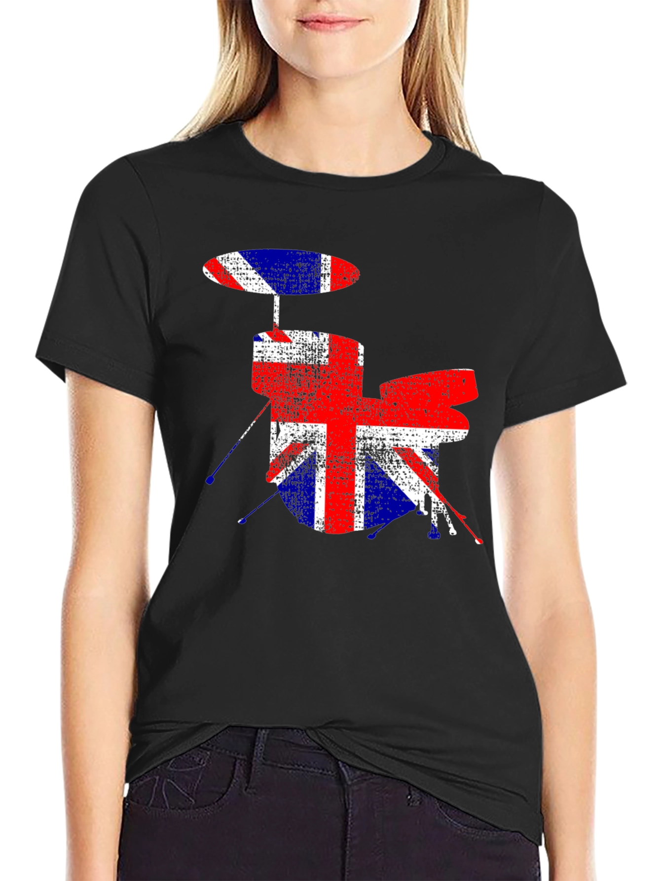 British Flag Drum Set Graphic T-Shirt
