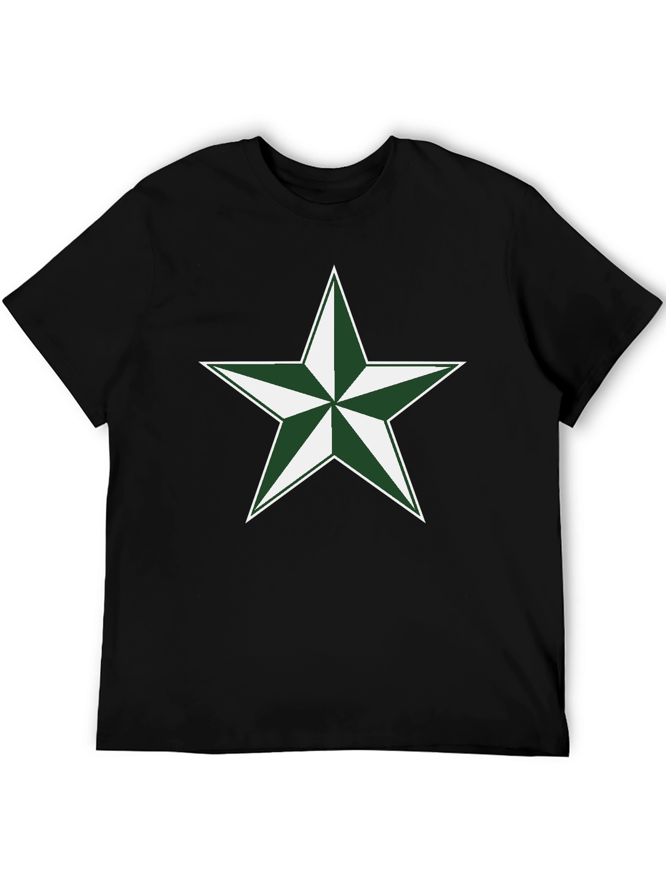Green Star Graphic Black T-Shirt