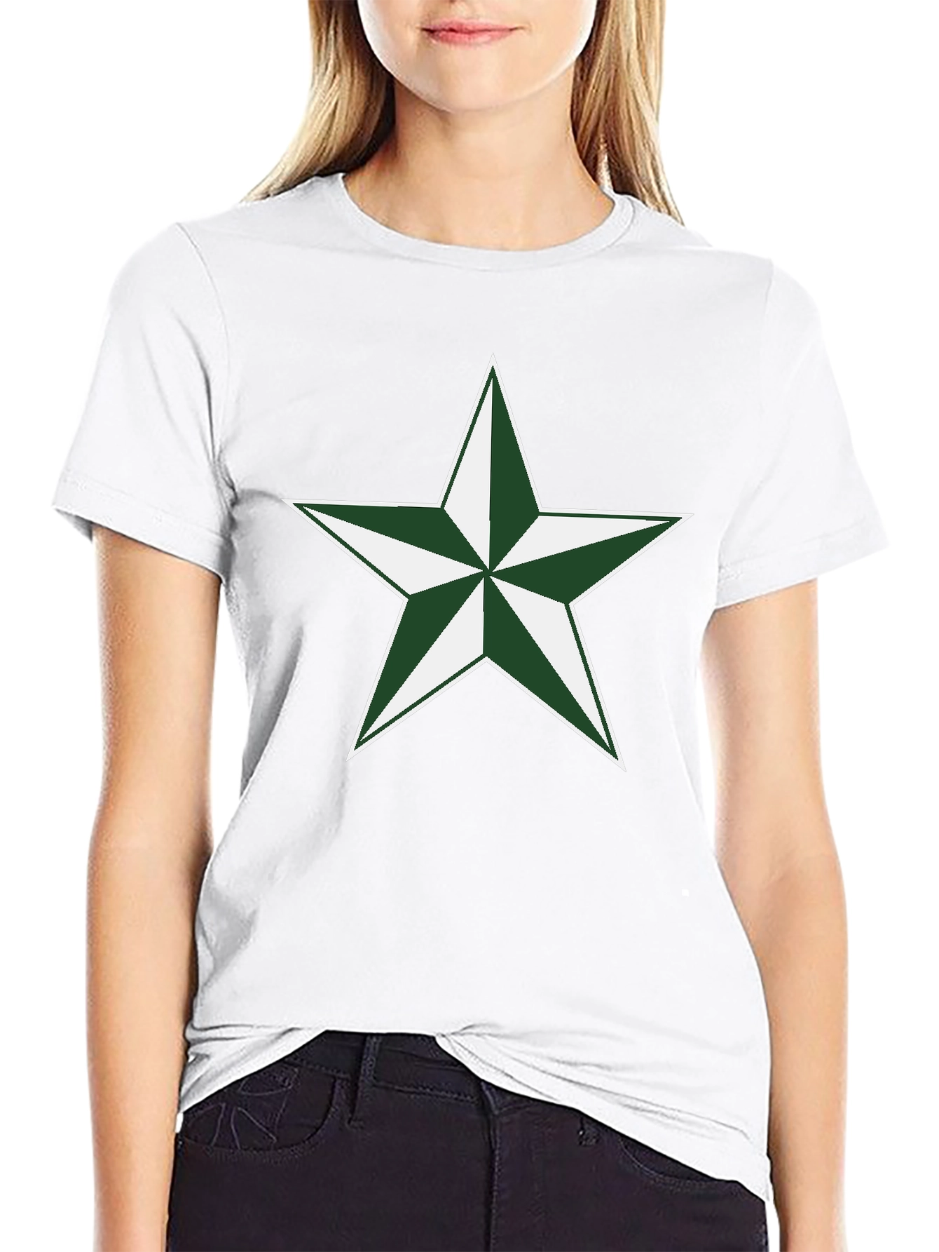 Green Star Graphic Black T-Shirt