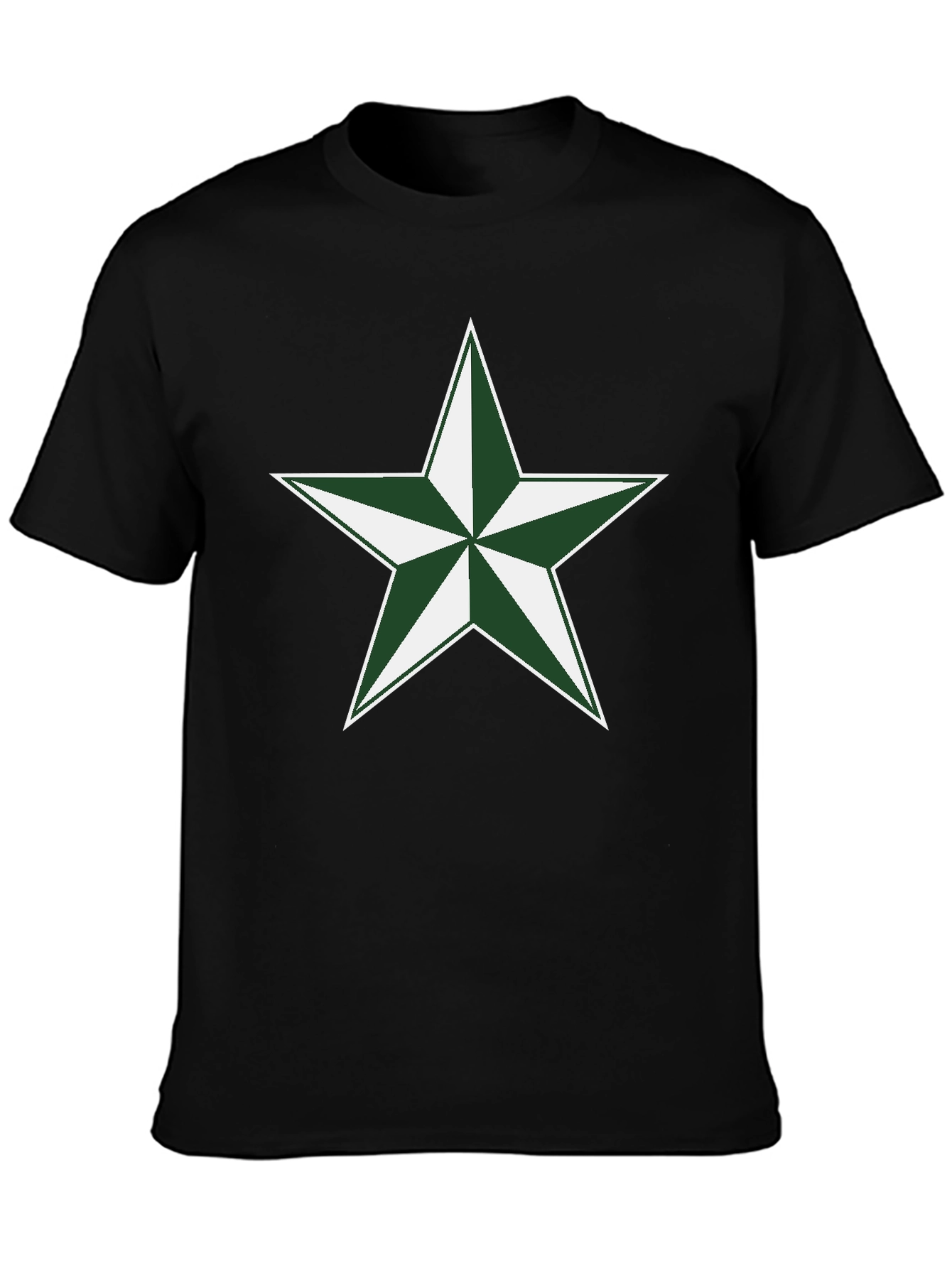 Green Star Graphic Black T-Shirt