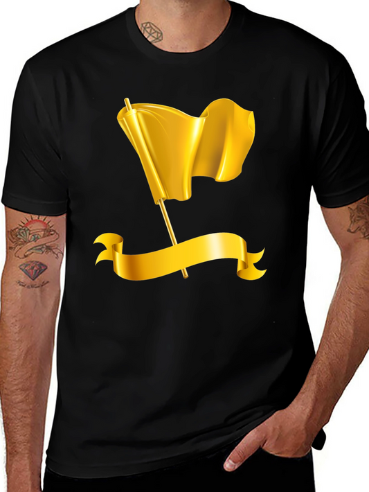 Gold Flag Graphic Tee - Premium Black T-Shirt
