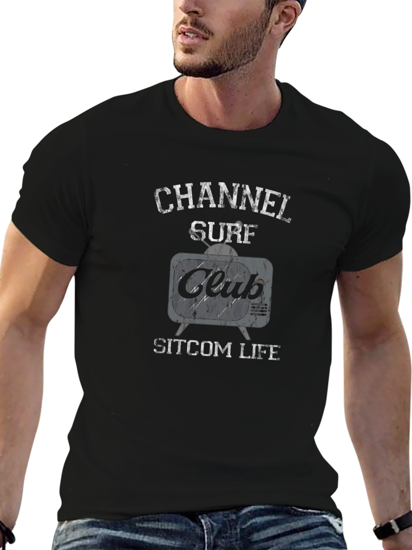 Channel Surf Club Sitcom Life Black Graphic Tee