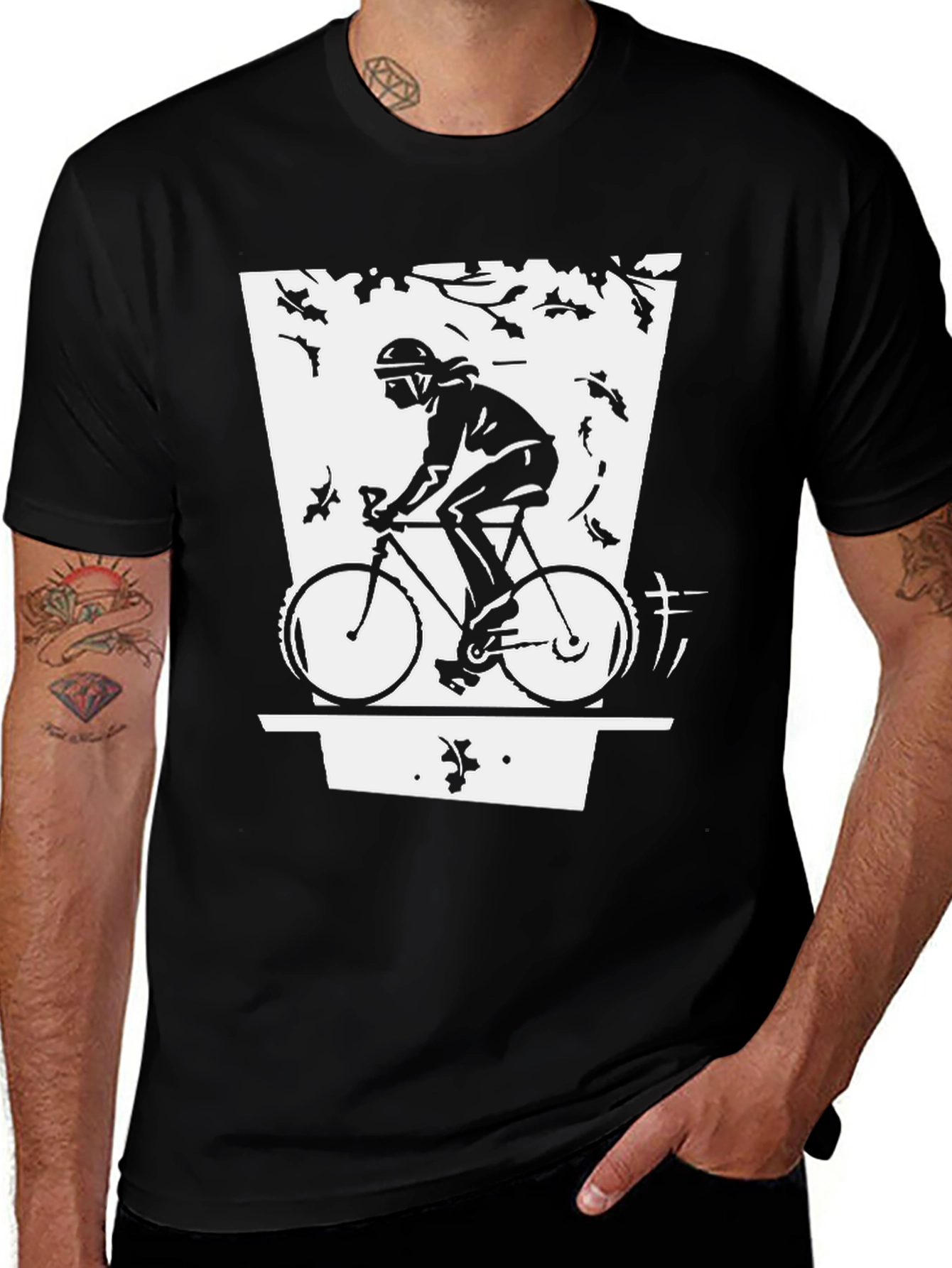 Cyclist Graphic Black T-Shirt - Urban Style