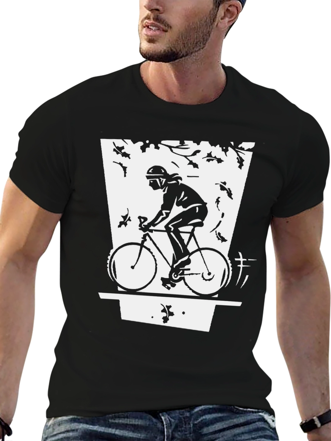Cyclist Graphic Black T-Shirt - Urban Style