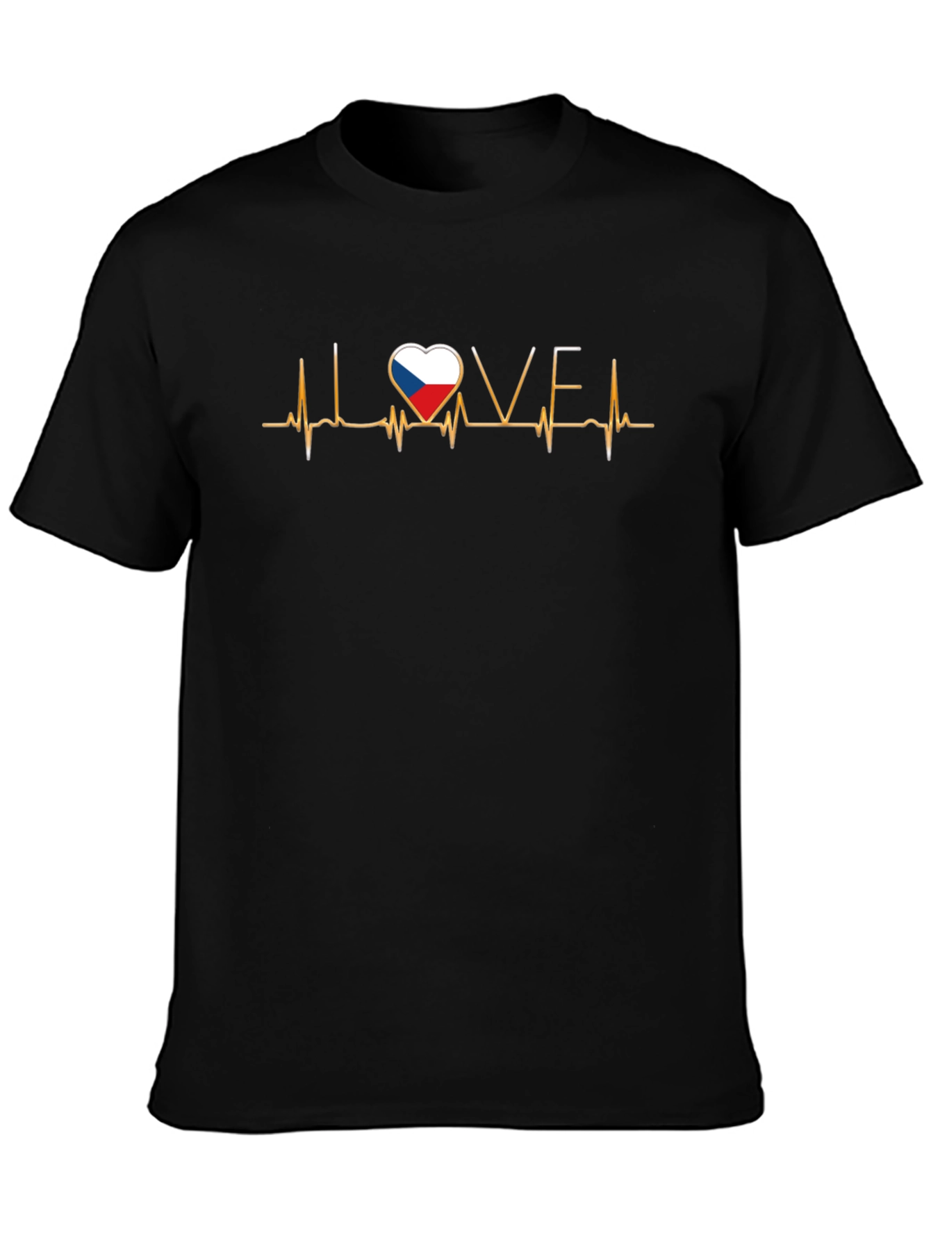 Czech Republic Flag Love Heartbeat T-Shirt