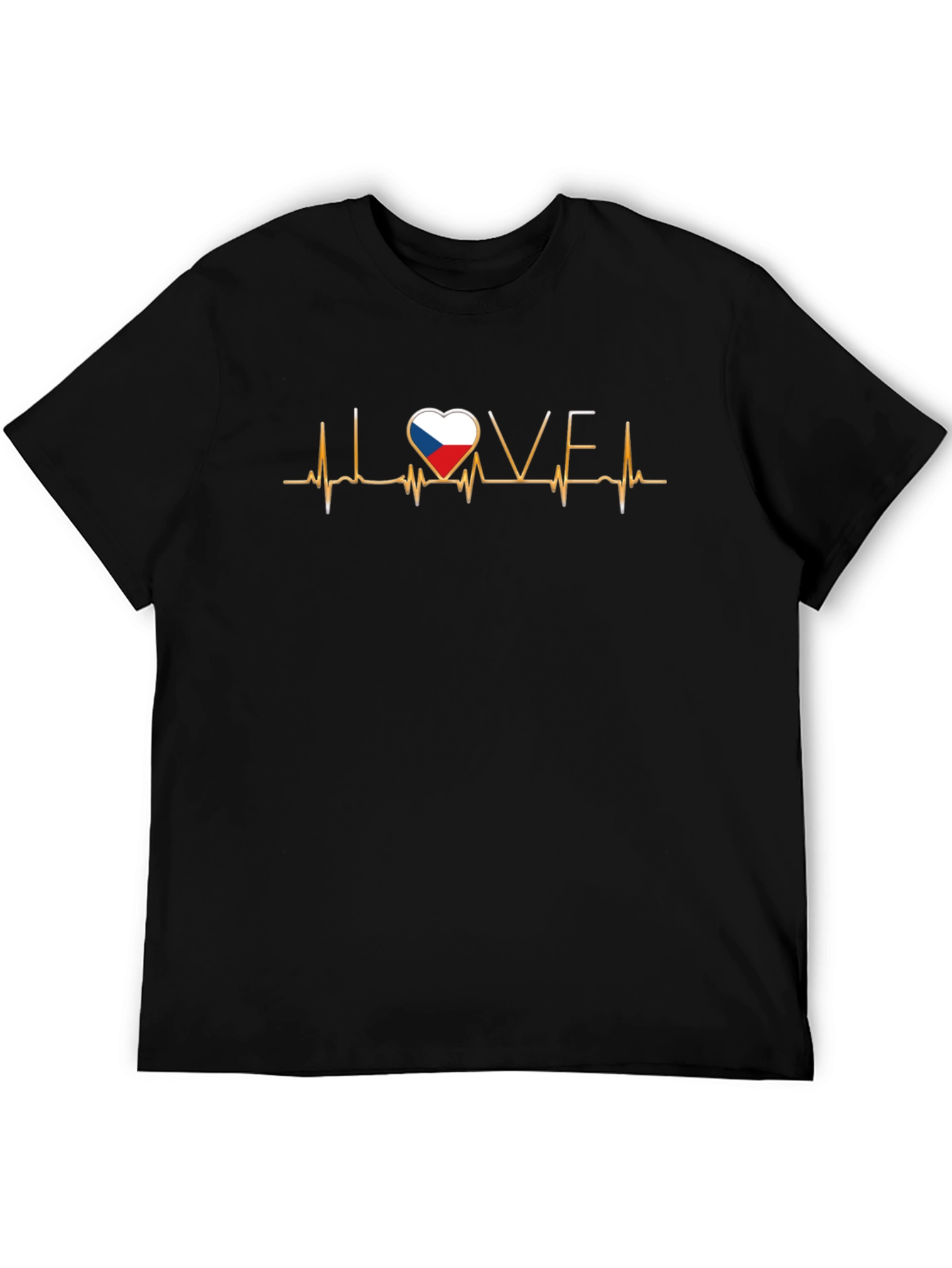 Czech Republic Flag Love Heartbeat T-Shirt