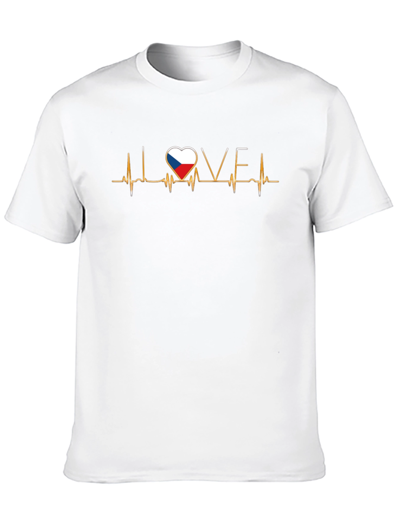 Czech Republic Flag Love Heartbeat T-Shirt