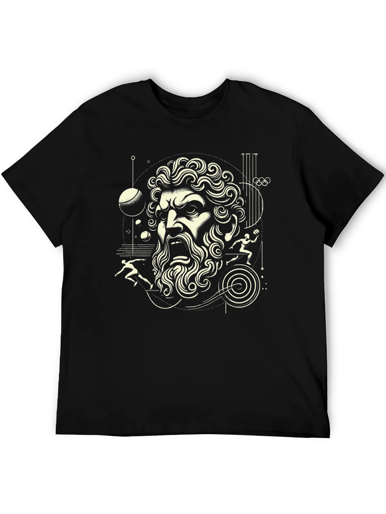 Greek God Graphic Black T-Shirt