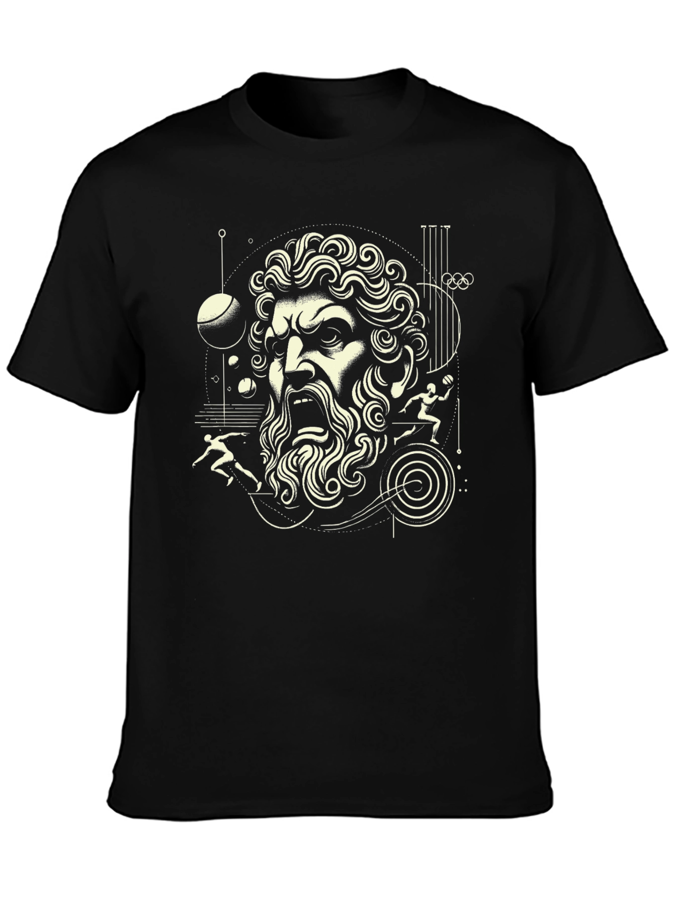 Greek God Graphic Black T-Shirt