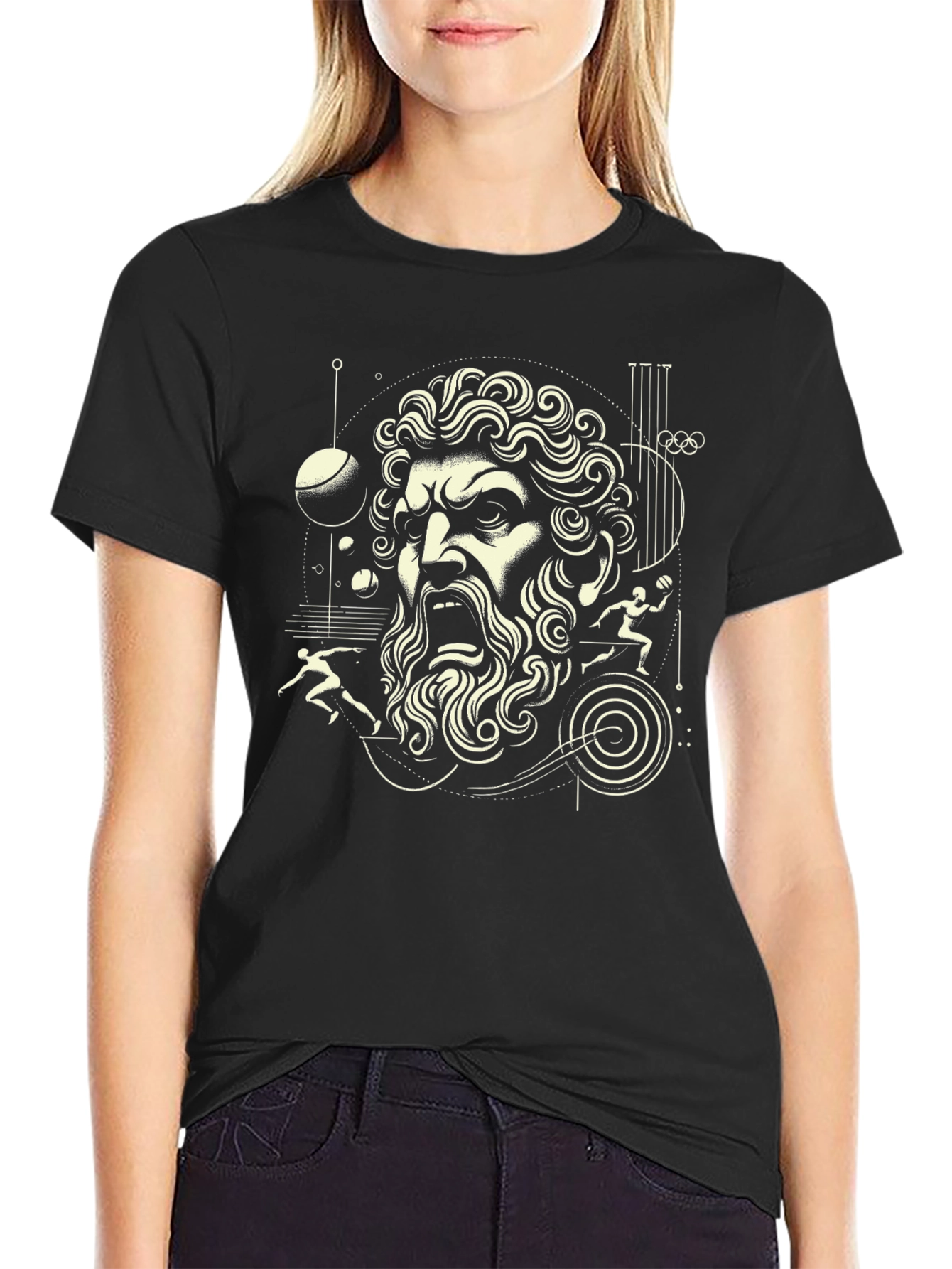Greek God Graphic Black T-Shirt