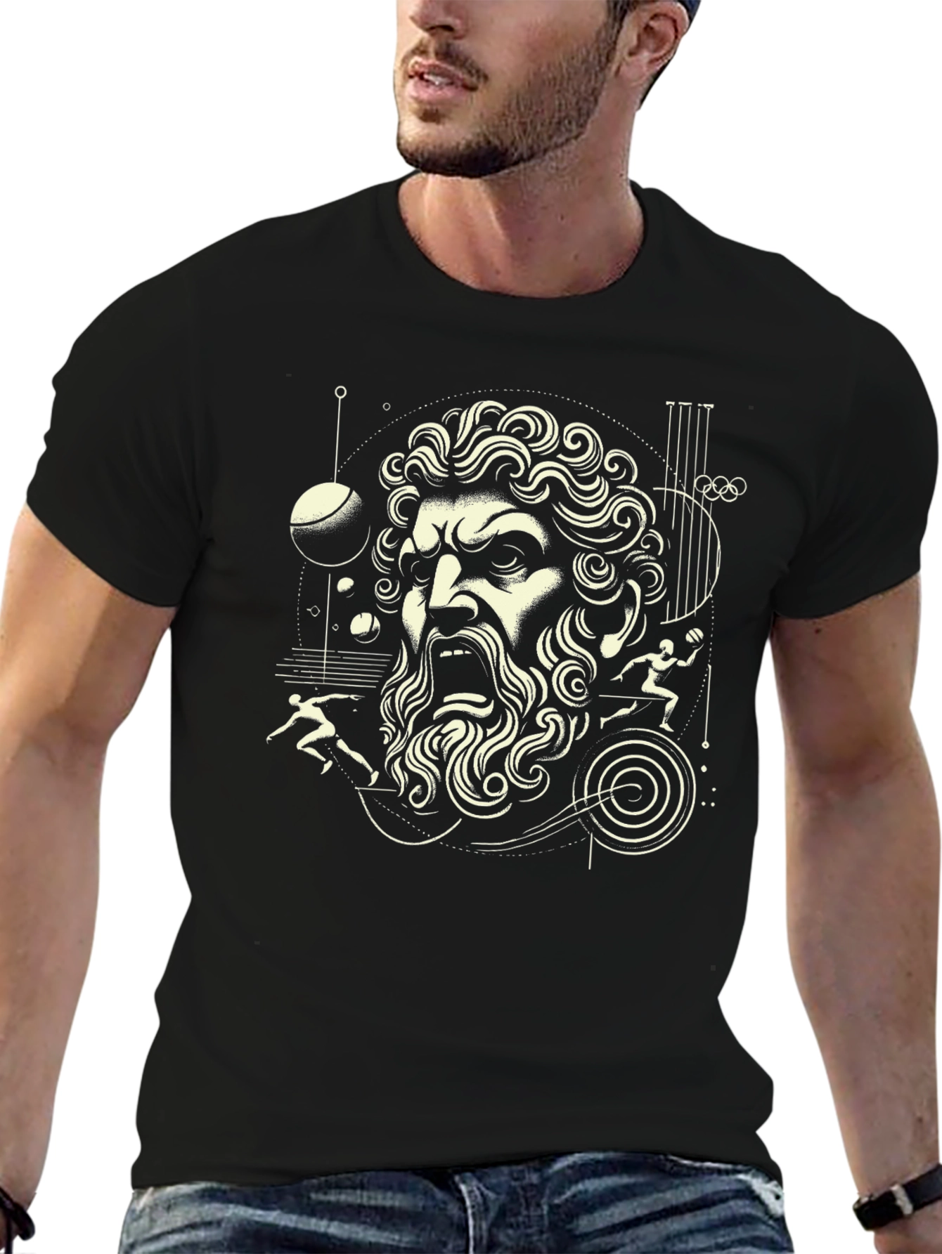 Greek God Graphic Black T-Shirt