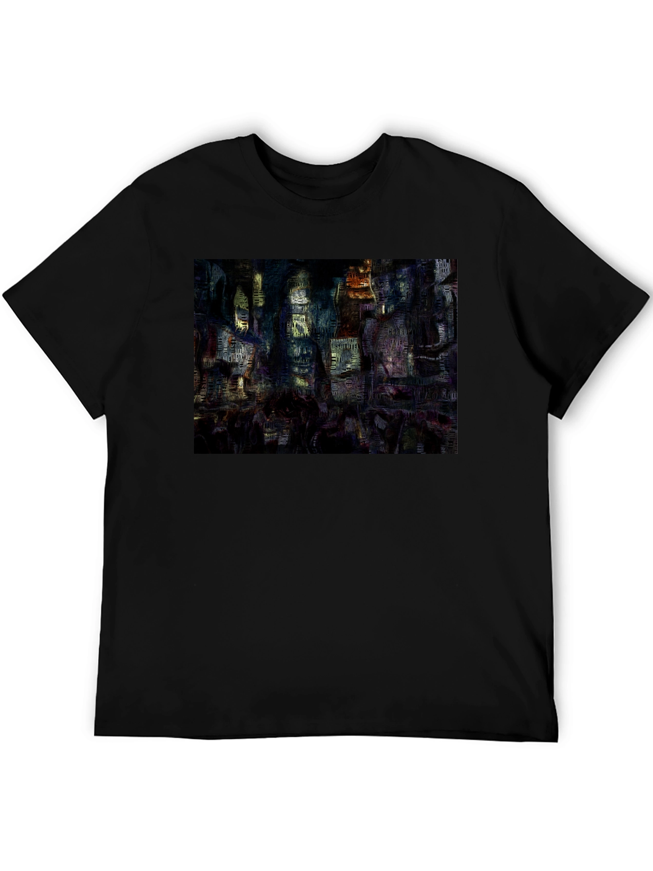 Abstract Cityscape Graphic Tee - Black